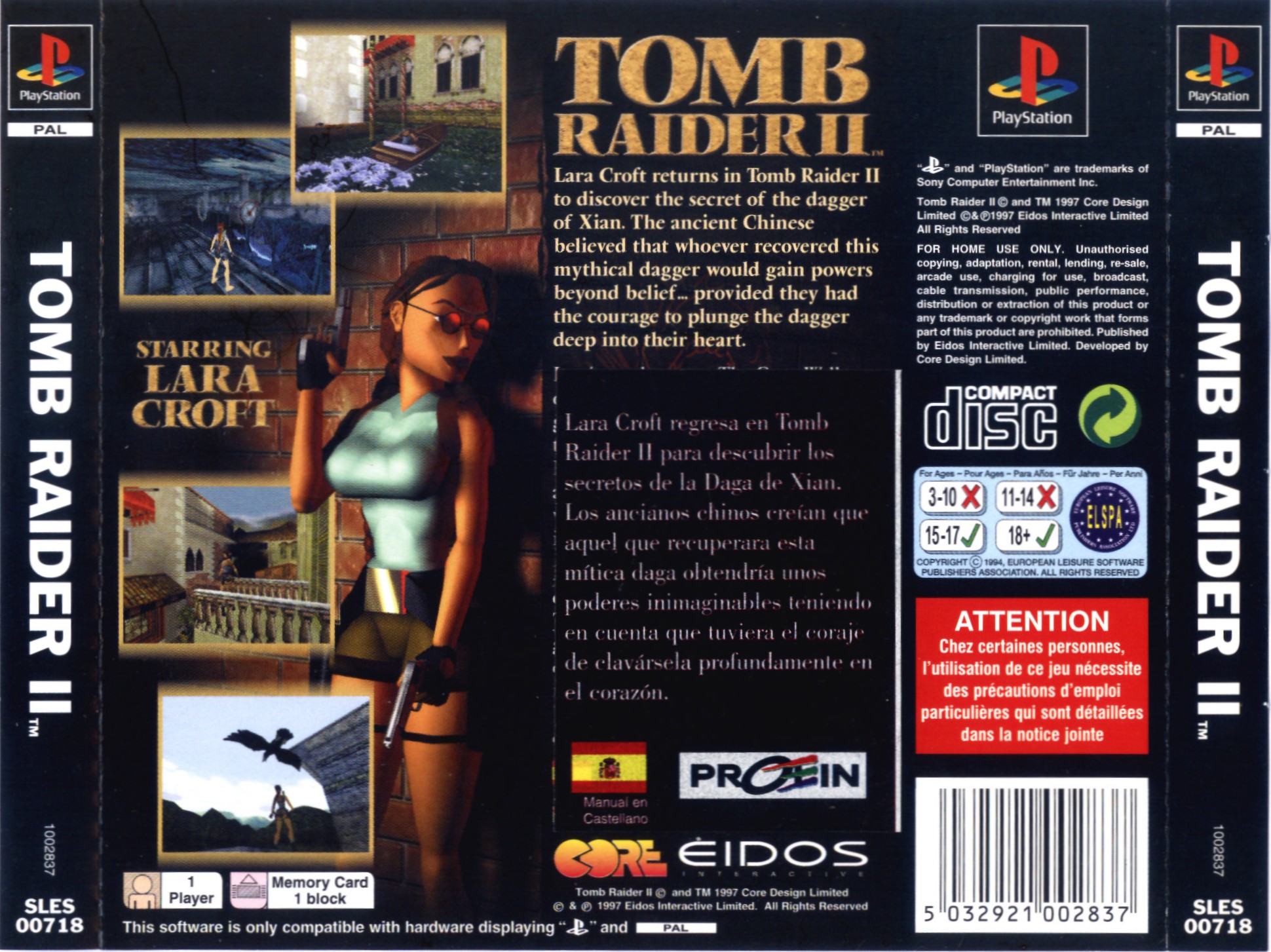 TOMB RAIDER II STARRING LARA CROFT (PAL) BACK