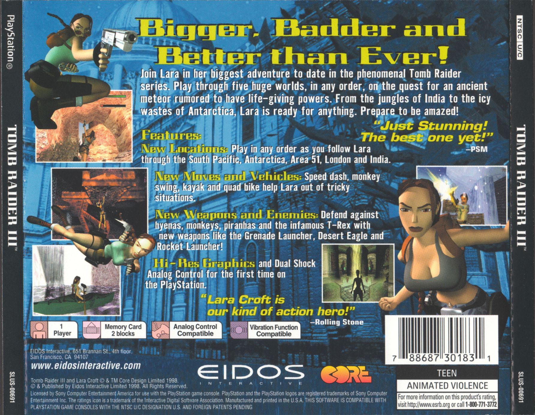 Tomb Raider III - Adventures of Lara Croft PSX cover