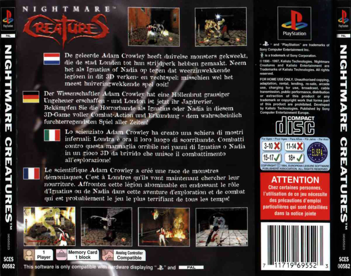 Nightmare Creatures PSX cover