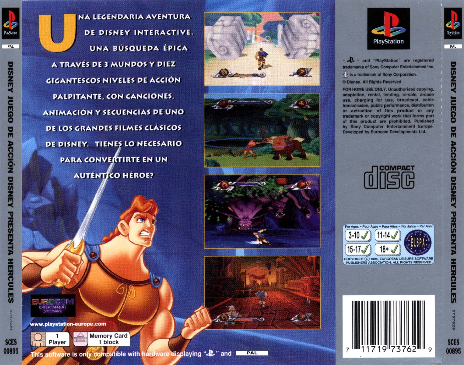 DISNEY'S HERCULES JUEGO DE ACCION (PAL) BACK