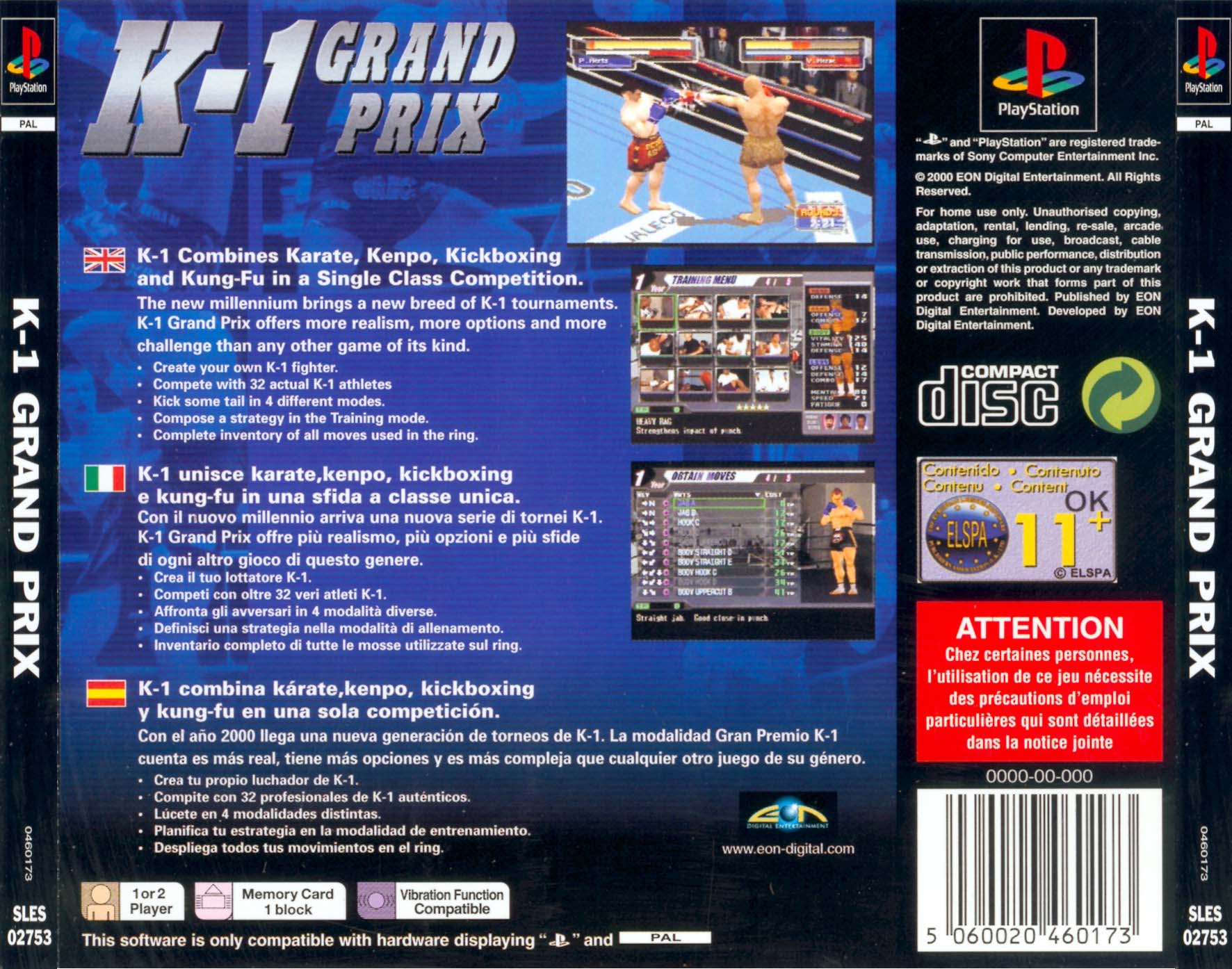K-1 Grand Prix PSX cover