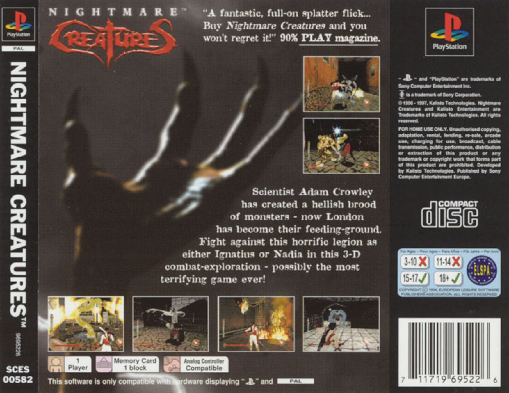 Nightmare Creatures PSX cover