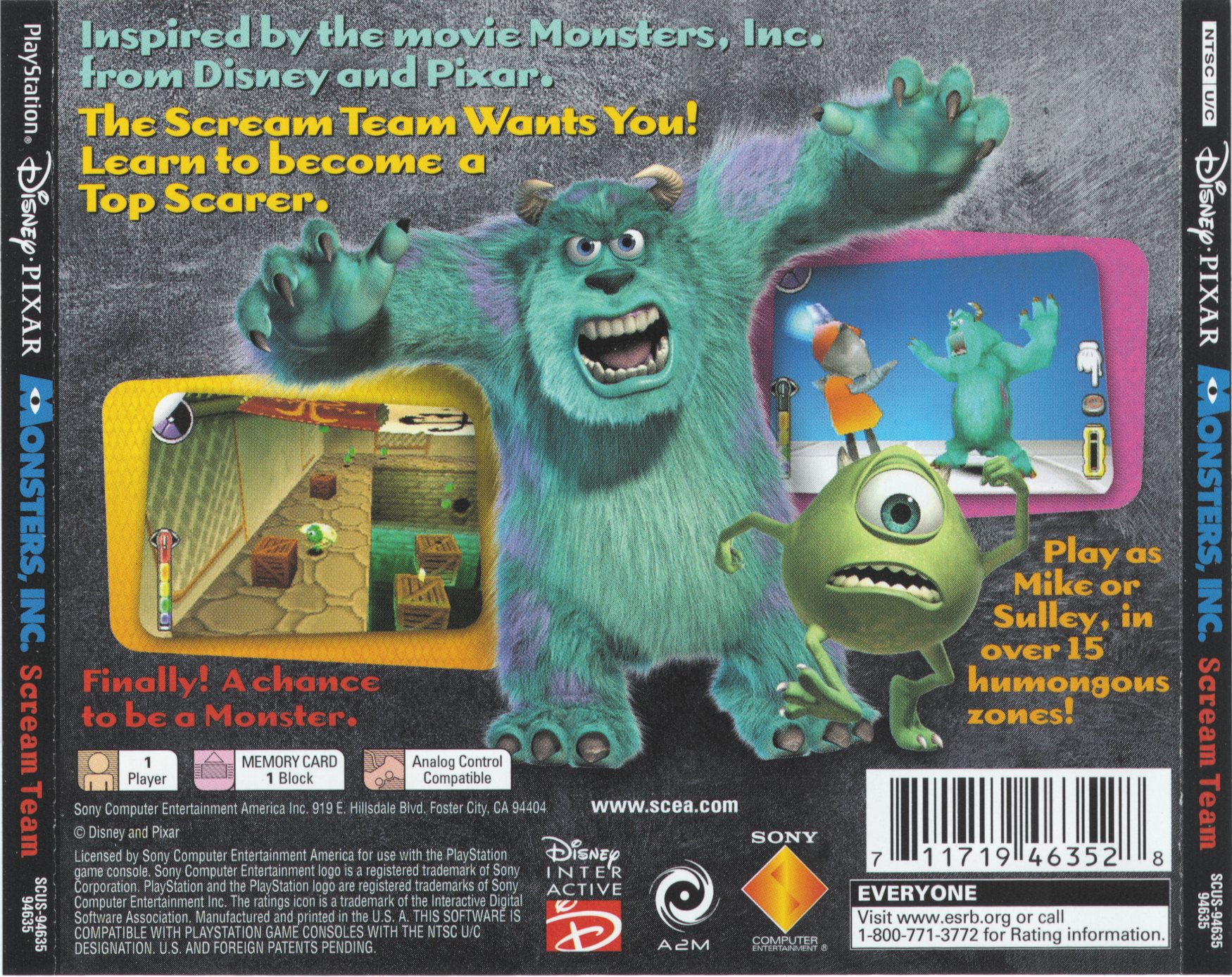 Disney / Pixar - Monsters Inc. - Scare Island PSX cover
