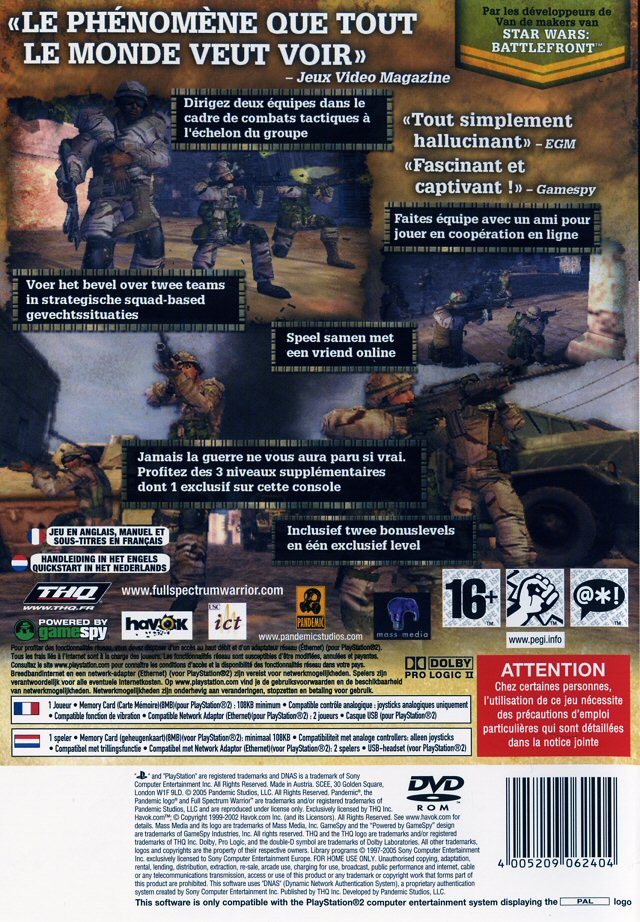 Full Spectrum Warrior PSX cover