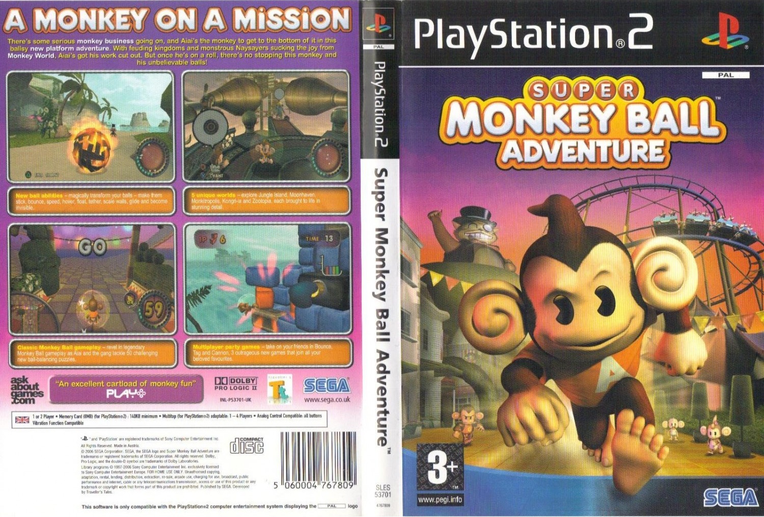 Super Monkey Ball Adventure PS2 cover