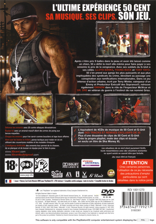 50 Cent Bulletproof PS2 cover