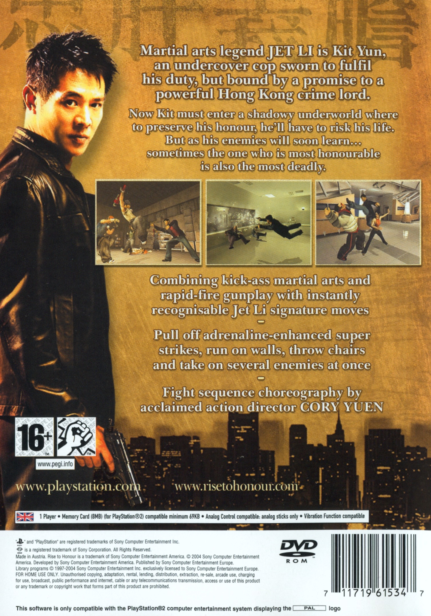 Jet Li - Rise to Honor PSX cover