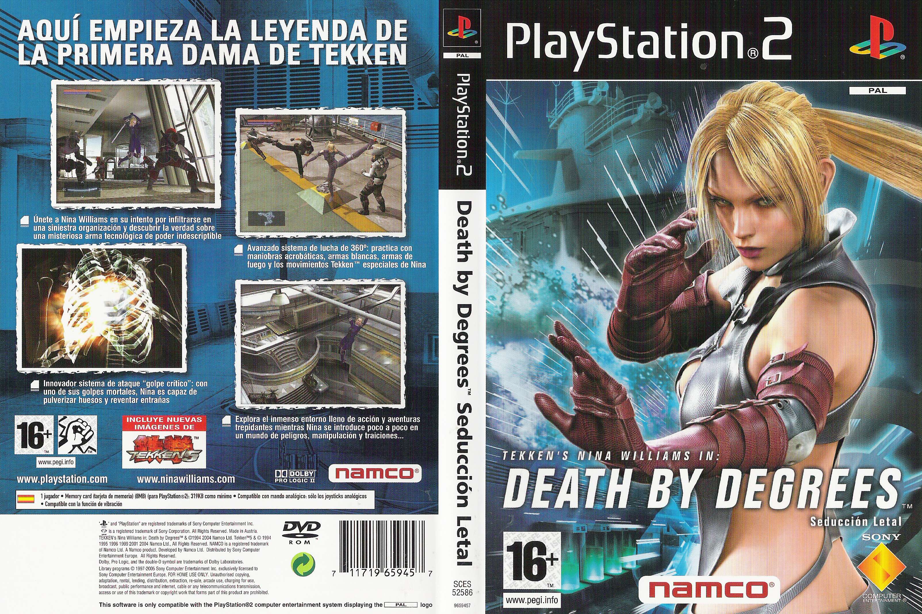 Tekken's Nina Williams in - Death by Degrees PSX cover