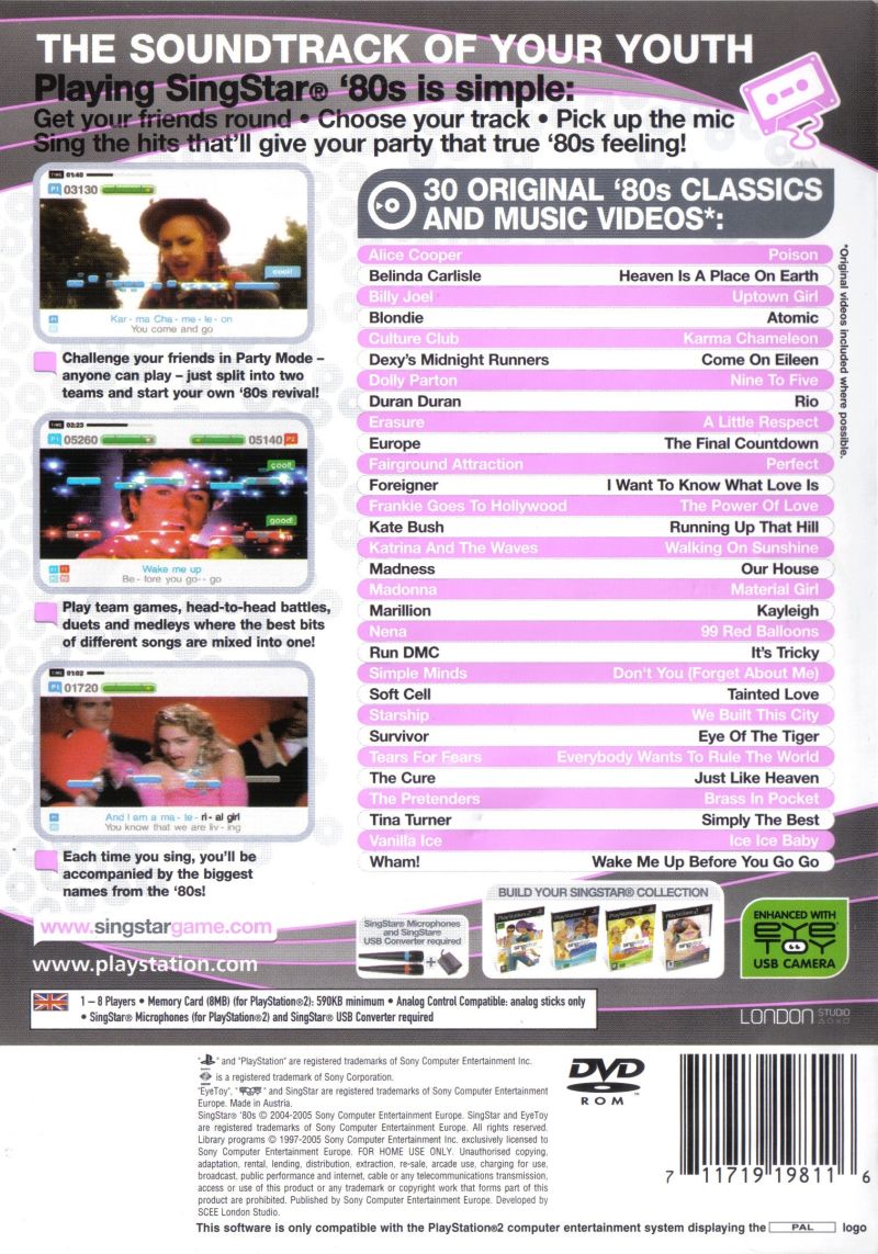 SingStar '80s PS2 cover