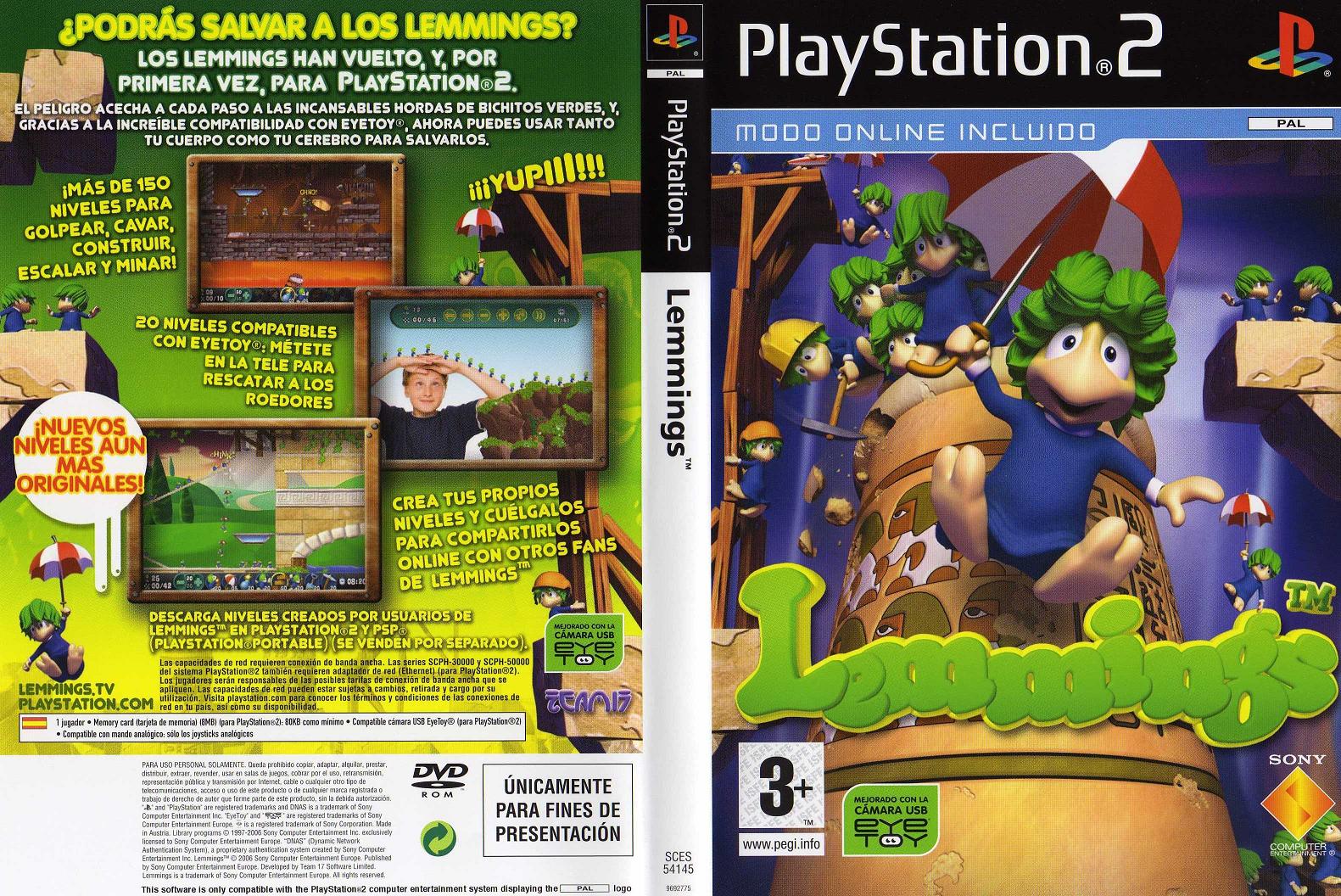 Lemmings PS2 cover
