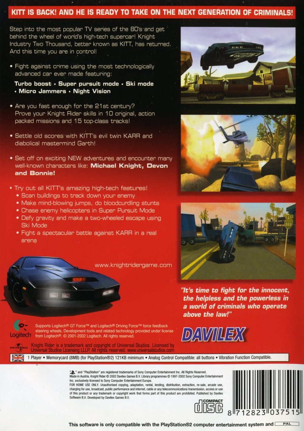 Knight Rider - The game PS2 cover