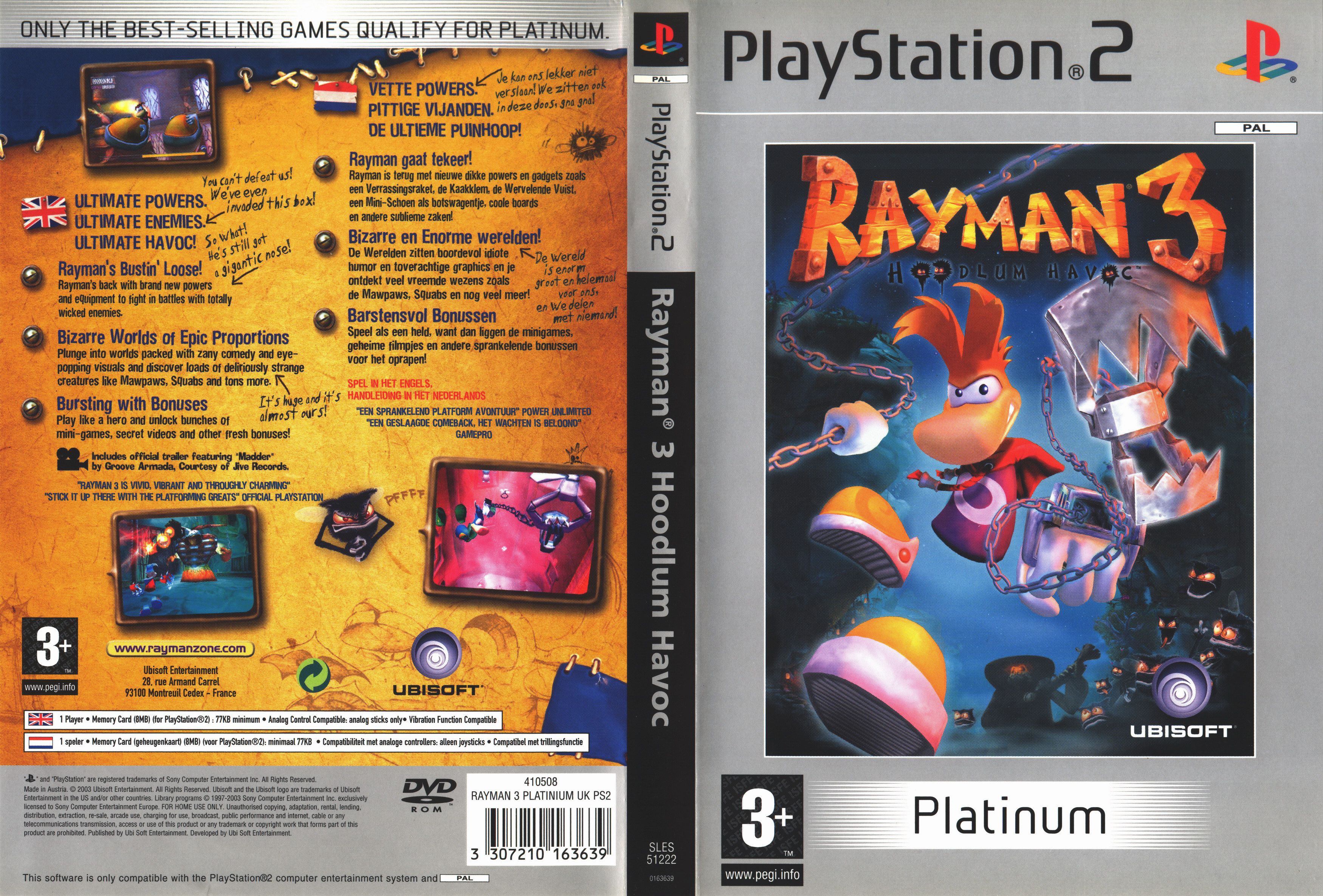 Rayman 3 - Hoodlum Havoc PS2 cover