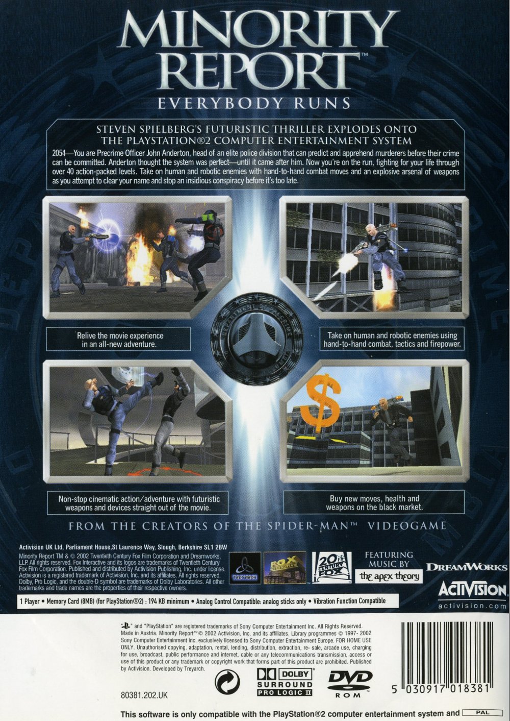 Minority Reports - Everybody Runs PS2 cover