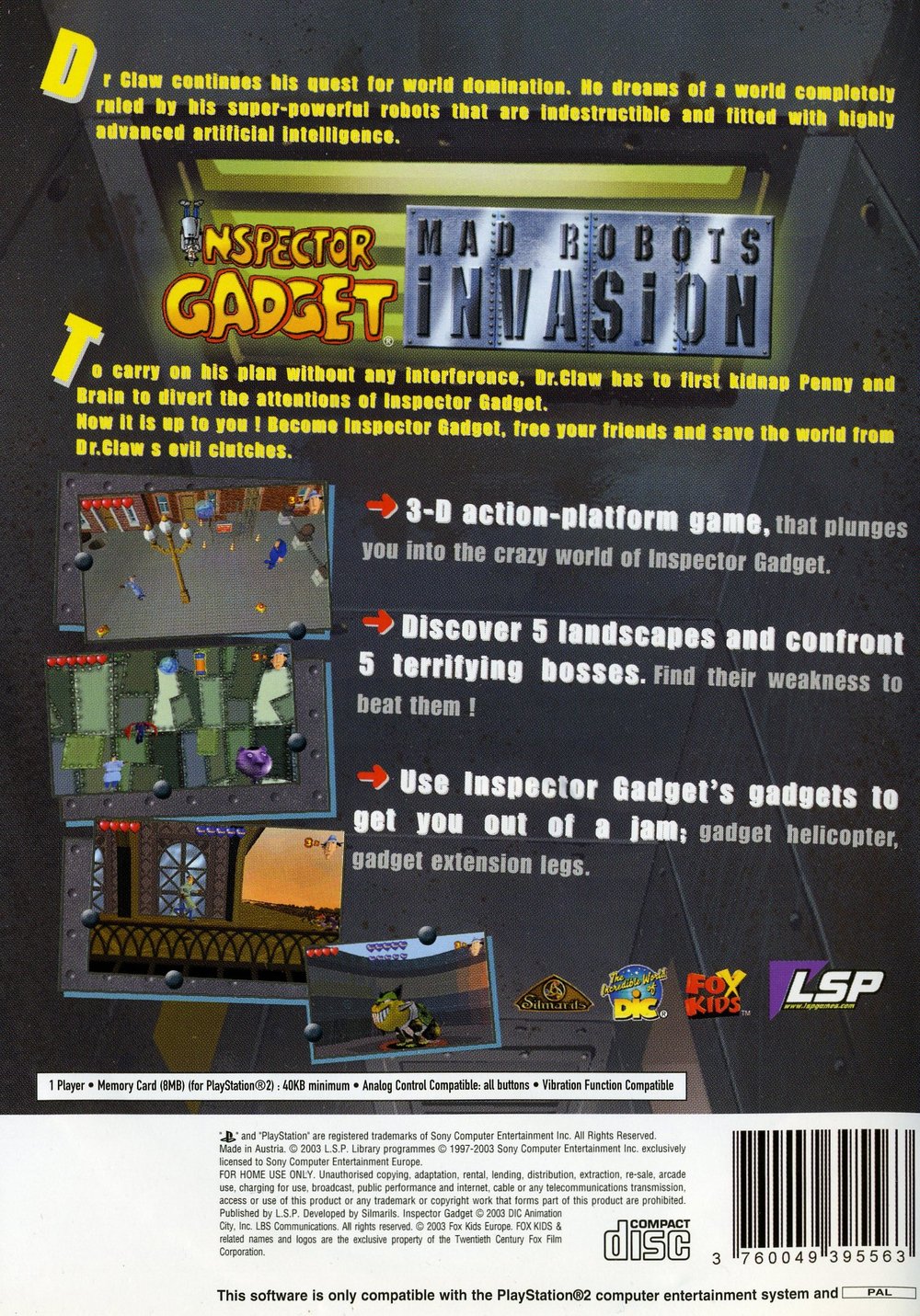 Inspector Gadget Mad - Robots Invasion PS2 cover