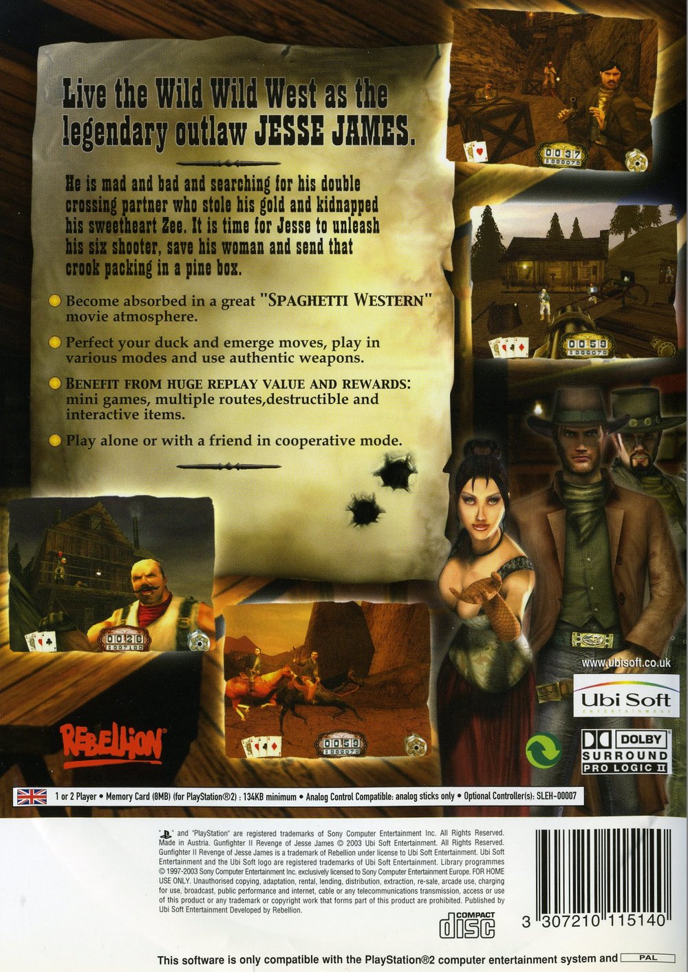 Gunfighter II - Revenge of Jesse James PS2 cover
