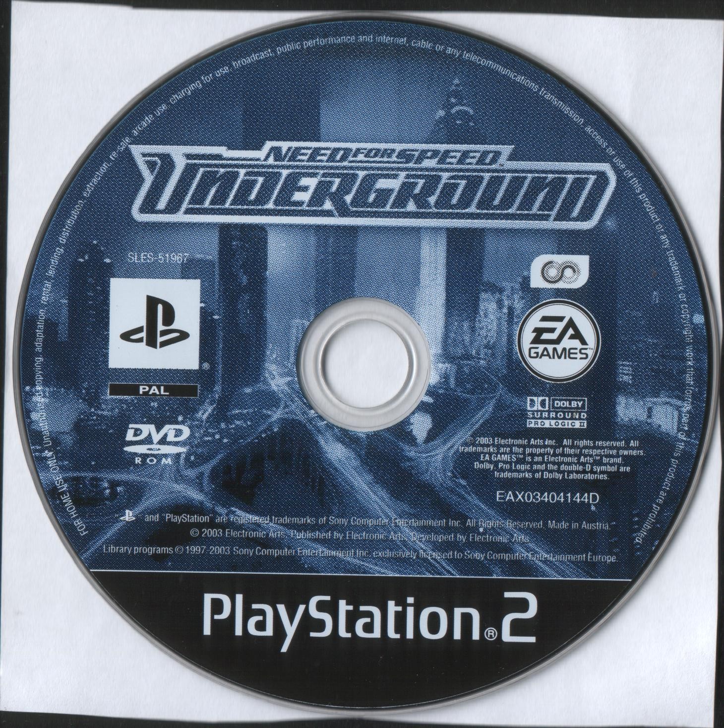 Need for Speed - Underground PS2 cover