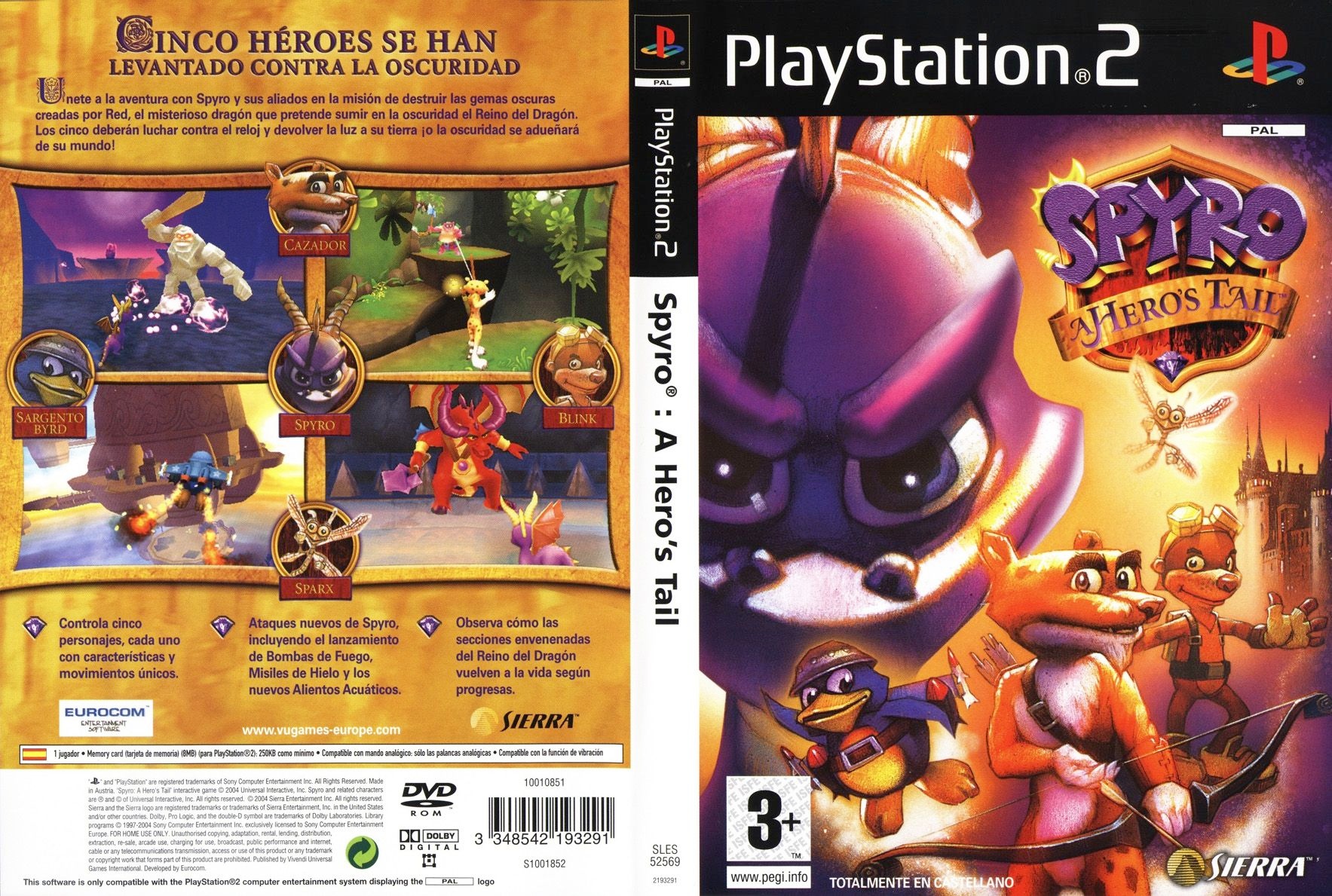 Spyro a hero's tail PS2 cover