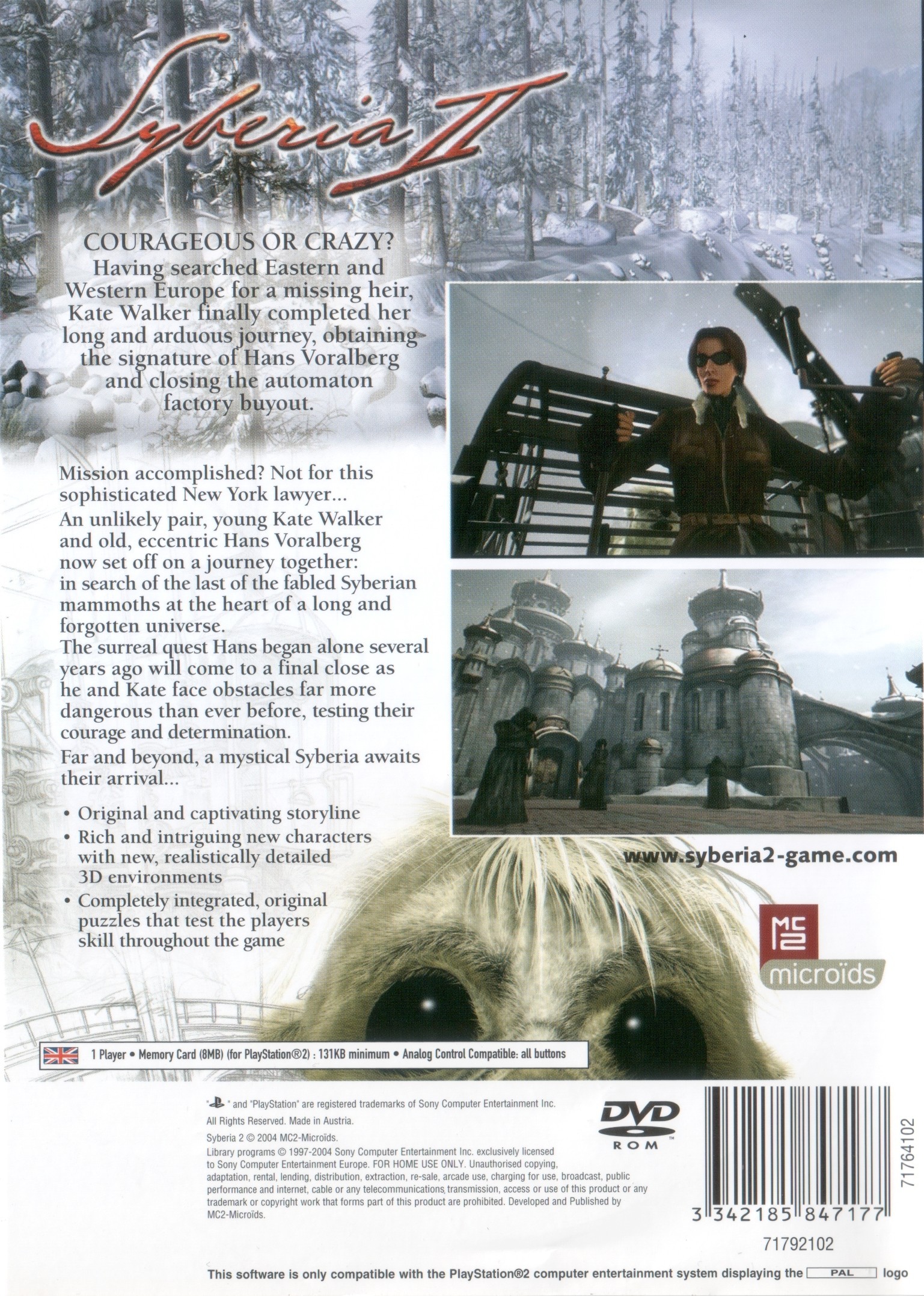 Syberia II PSX cover