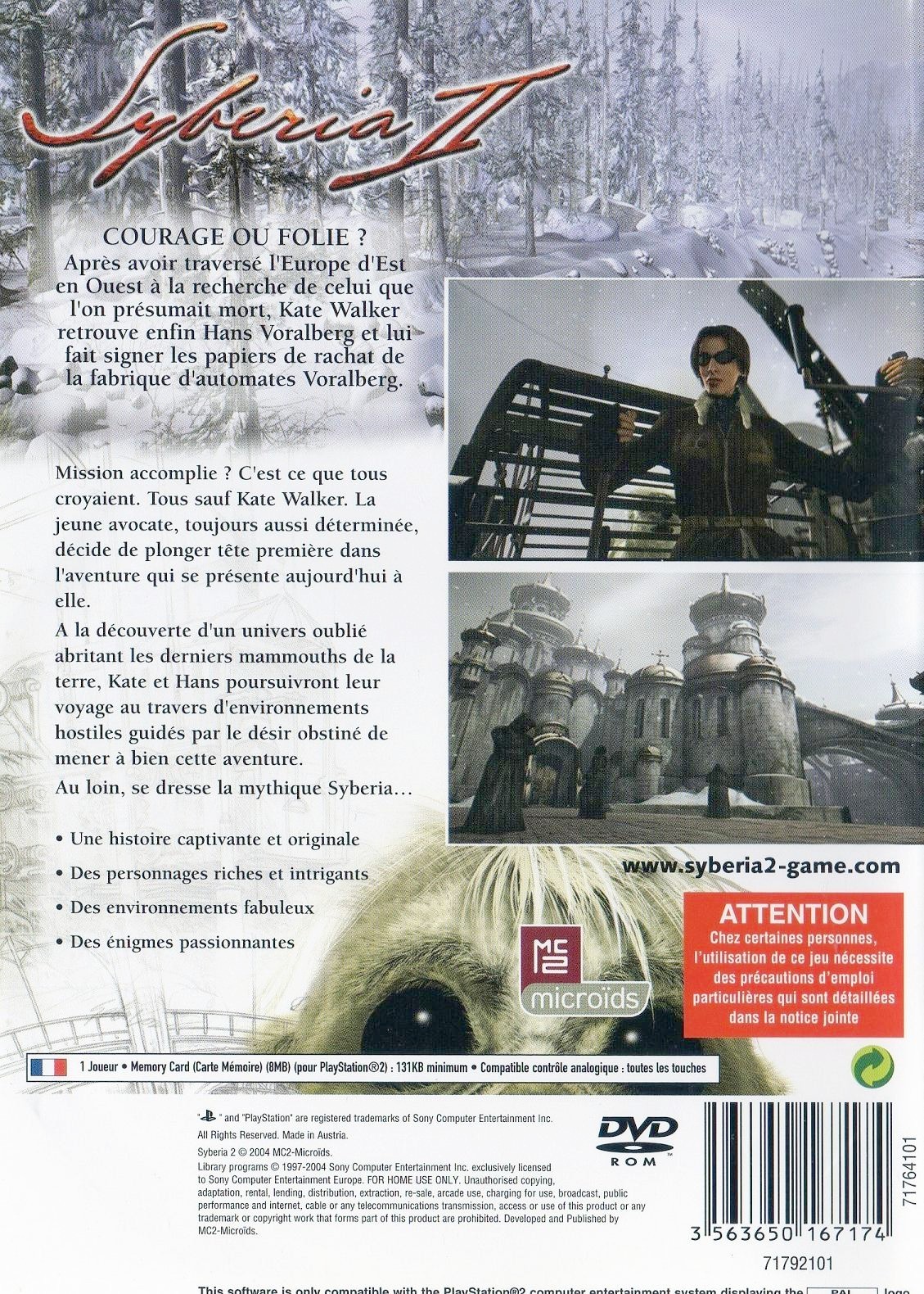 Syberia II PSX cover