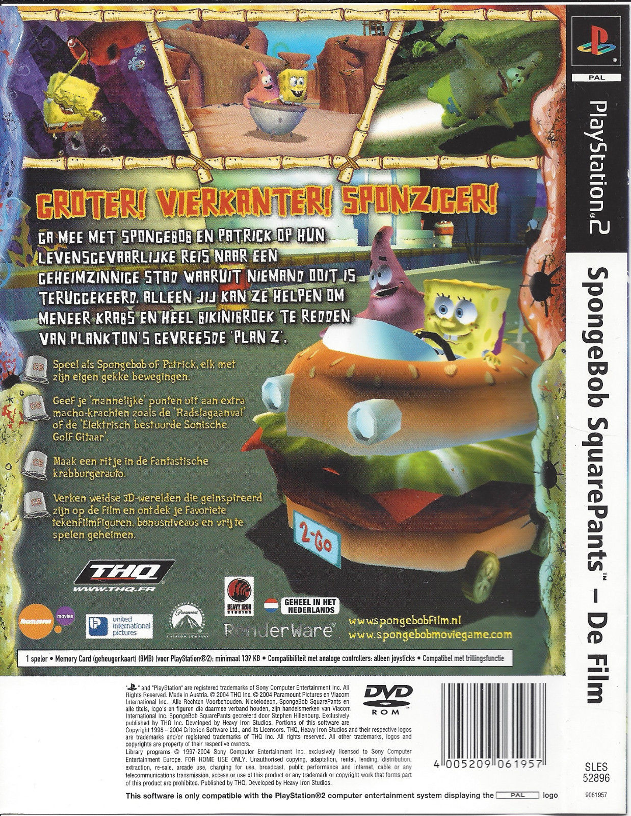 SpongeBob SquarePants - The Movie PS2 cover