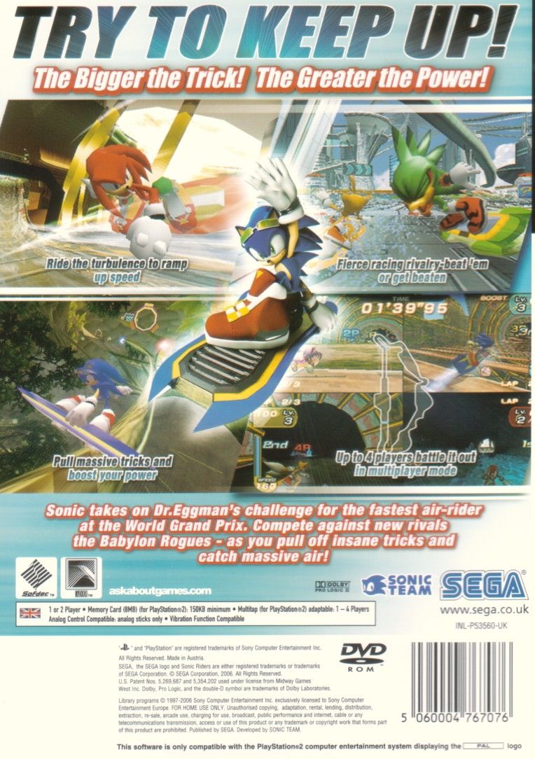 Sonic Riders PS2 cover