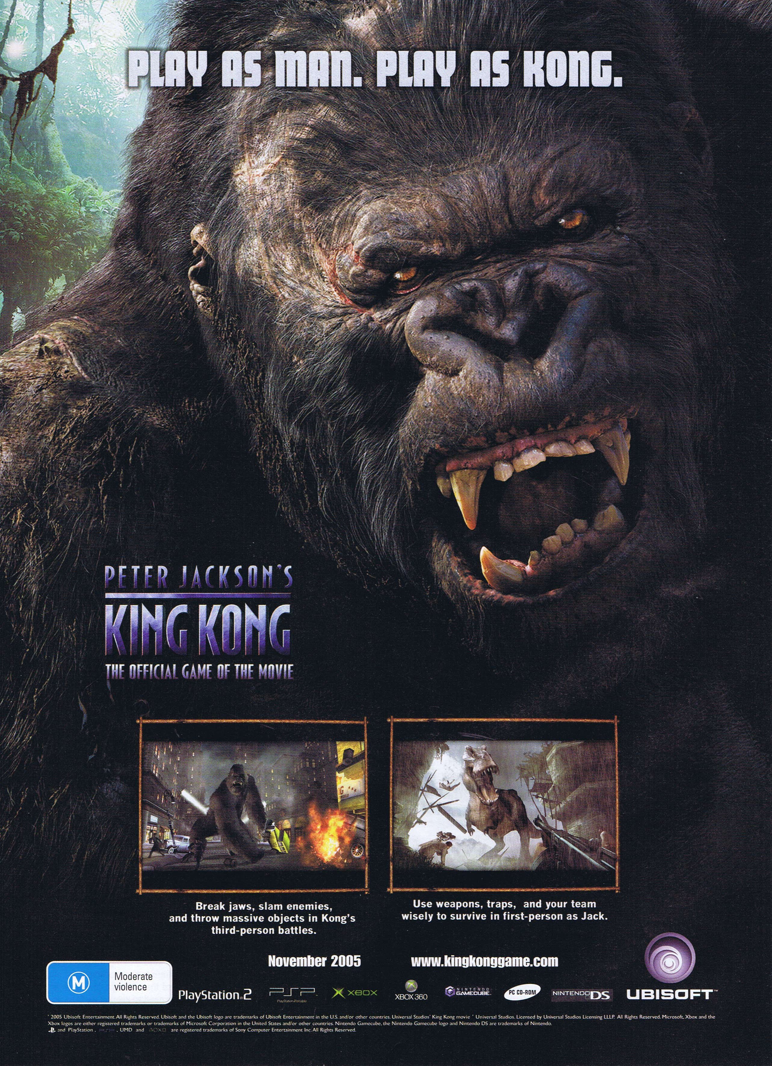 Peter Jackson's King Kong - The official game of the movie PS2 cover