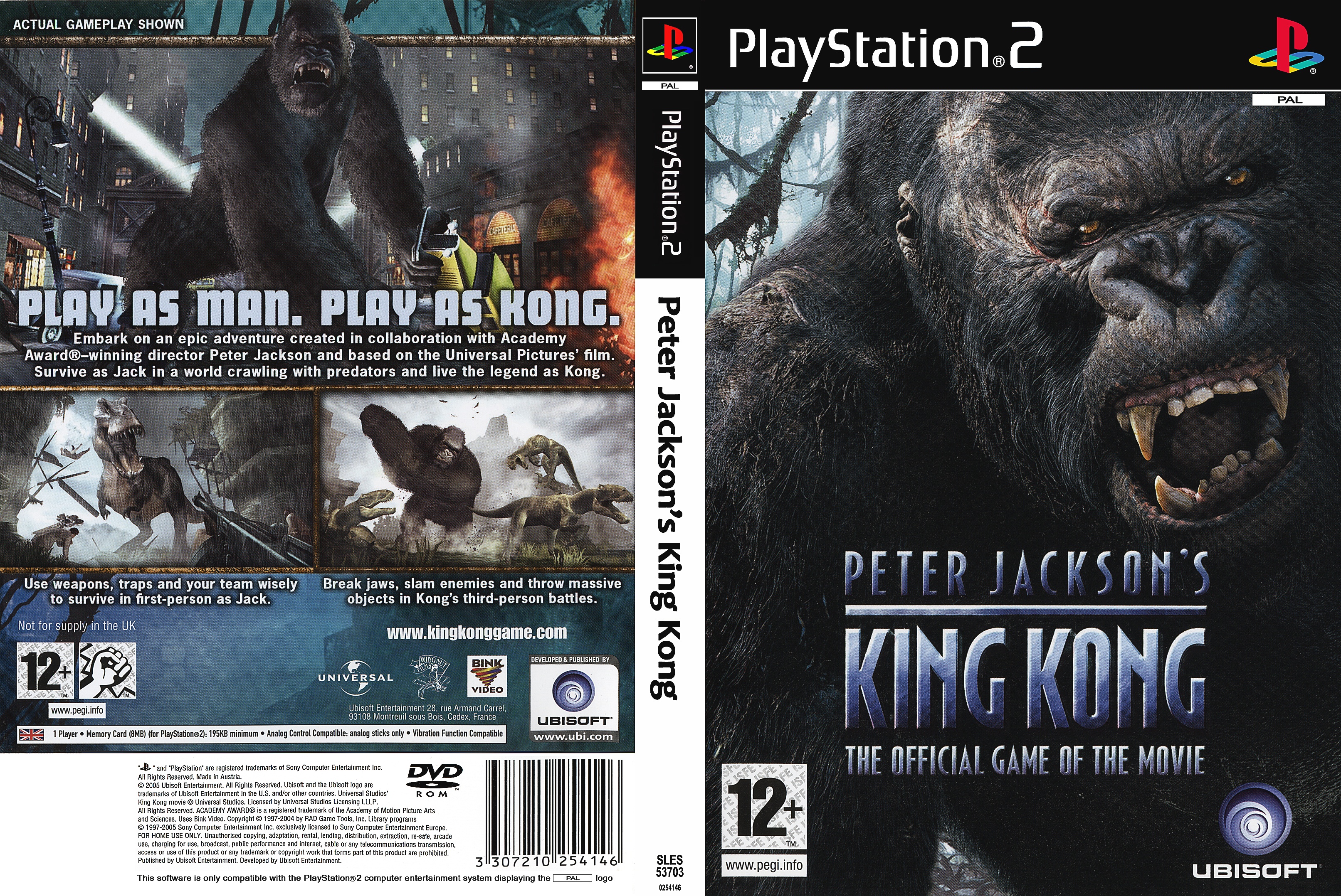 Peter Jackson's King Kong - The official game of the movie PS2 cover