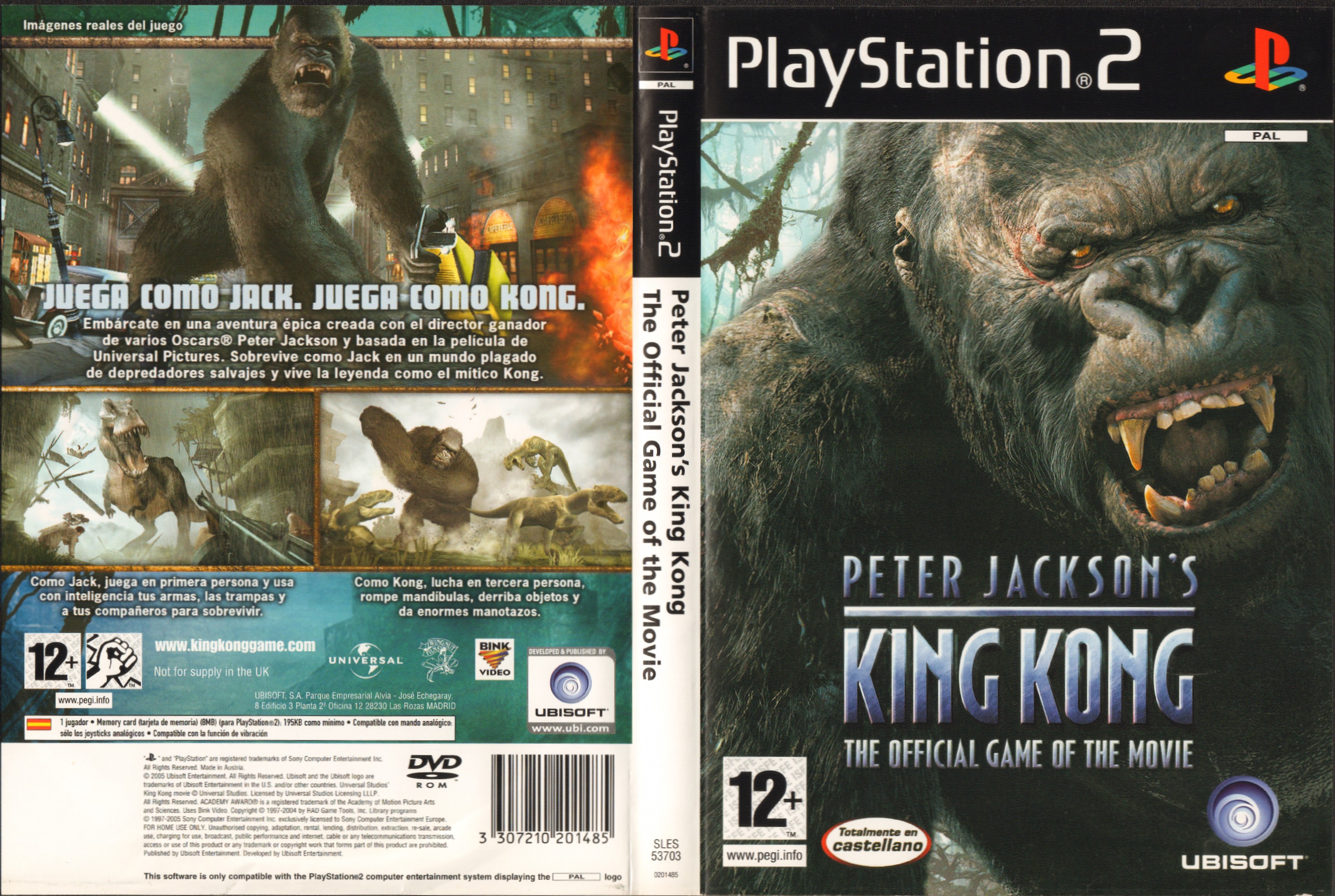 Peter Jackson's King Kong - The official game of the movie PS2 cover