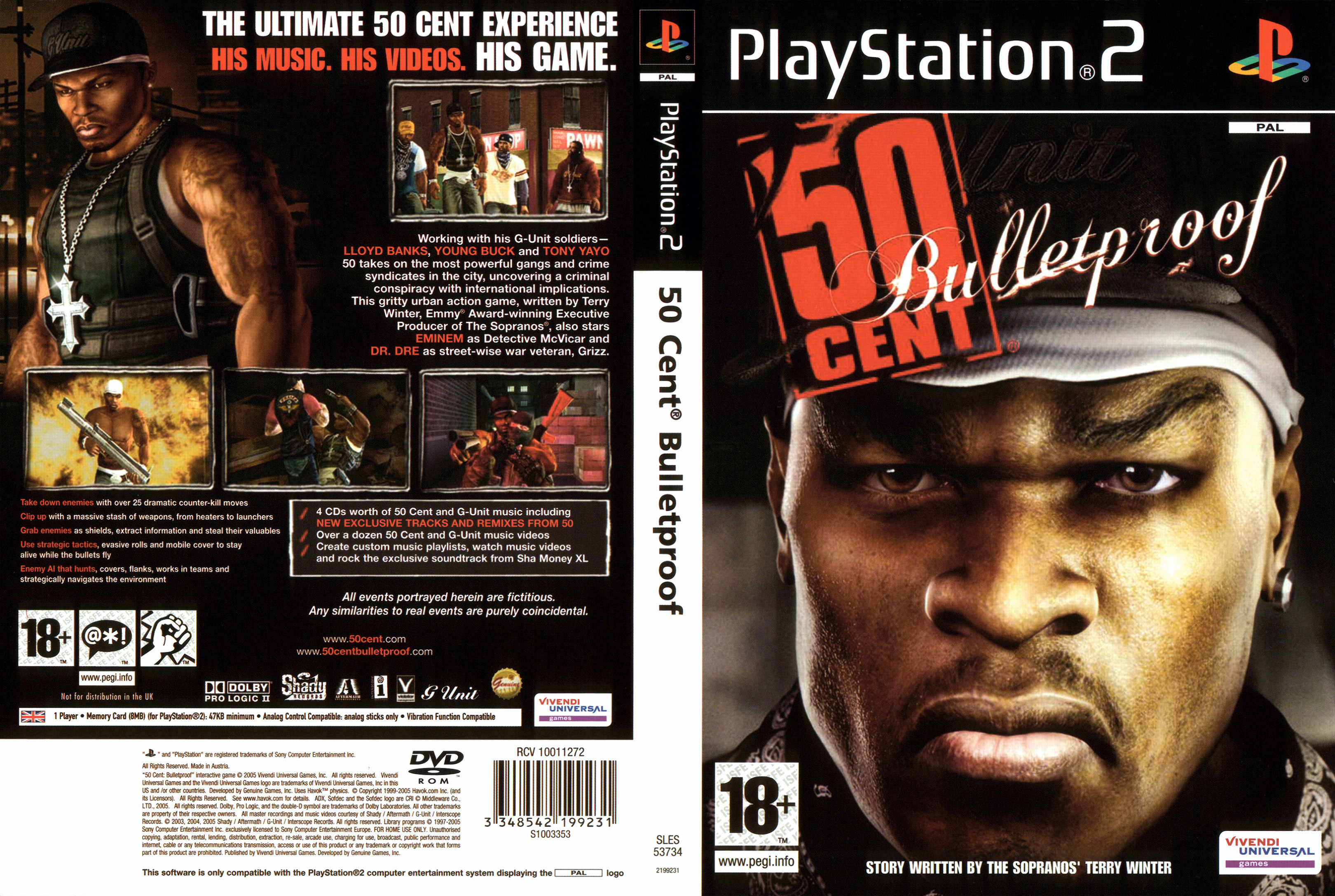 50 Cent Bulletproof PS2 cover