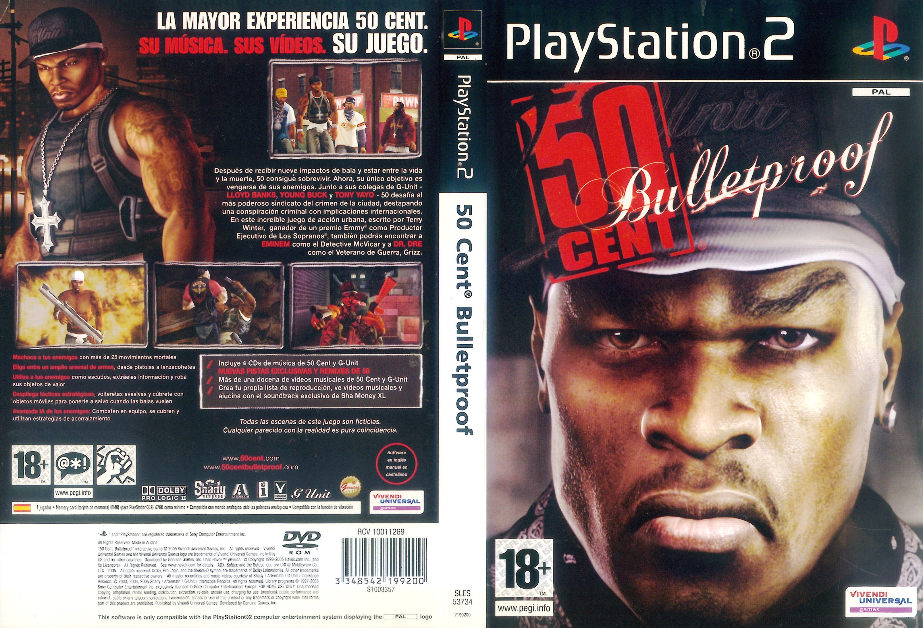 50 Cent Bulletproof PS2 cover