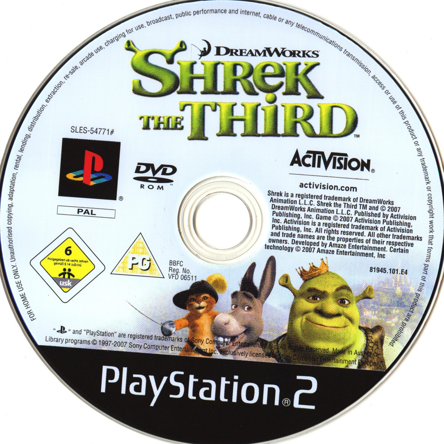 Dreamworks' Shrek the Third PSX cover