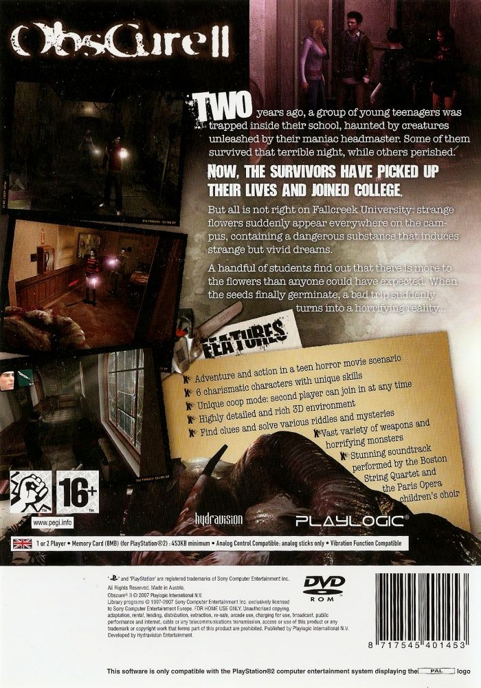 Obscure II PS2 cover
