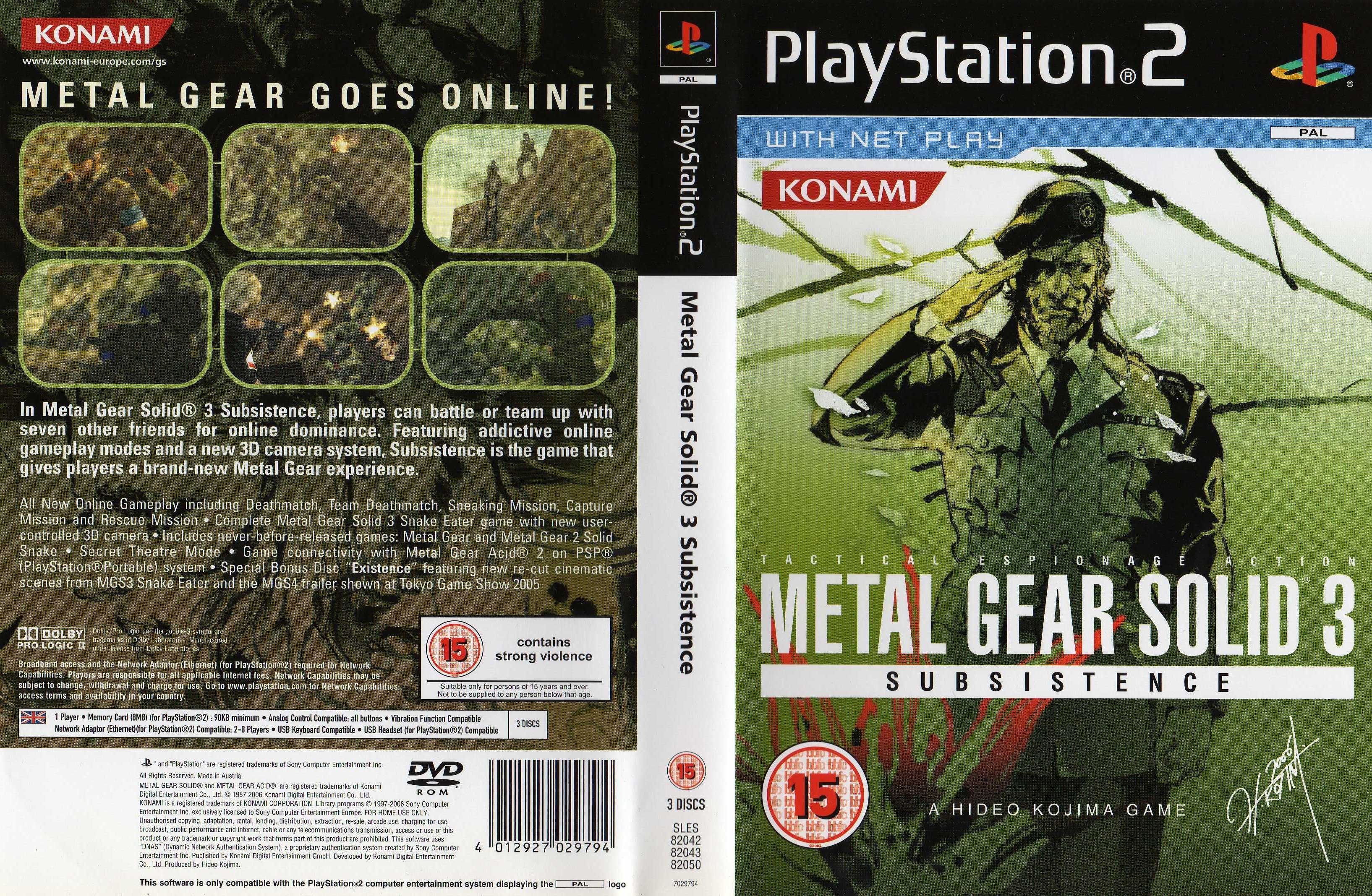 Metal Gear Solid 3 - Subsistence PS2 cover
