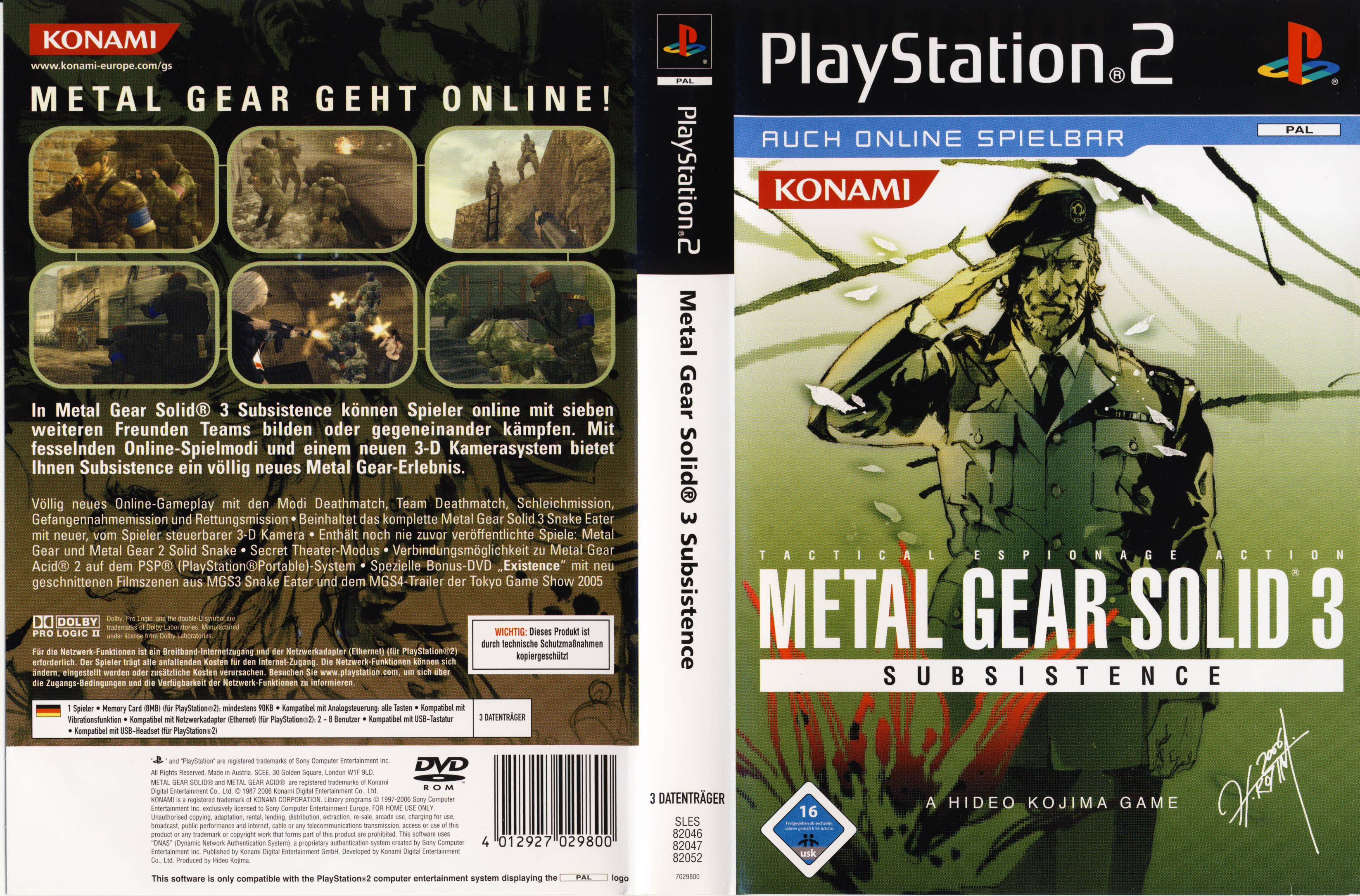 Metal Gear Solid 3 - Subsistence PS2 cover
