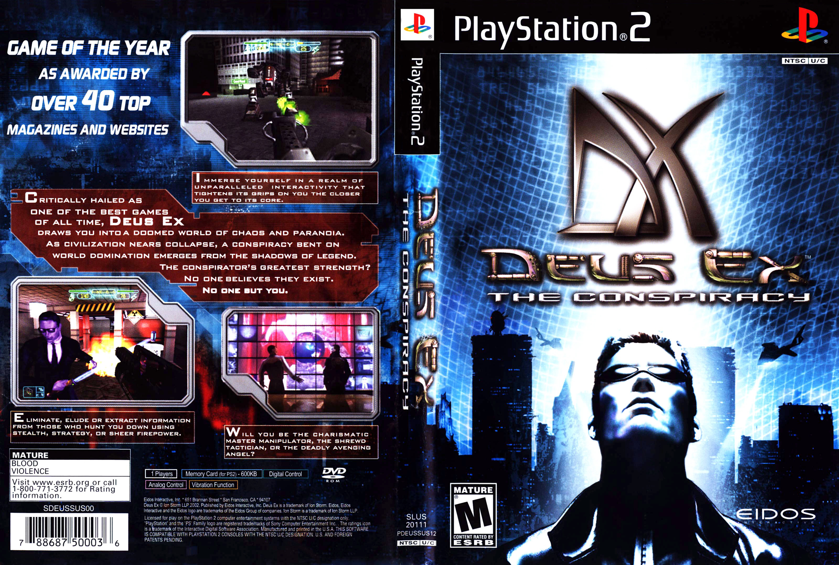 Deus Ex - The Conspiracy PS2 cover