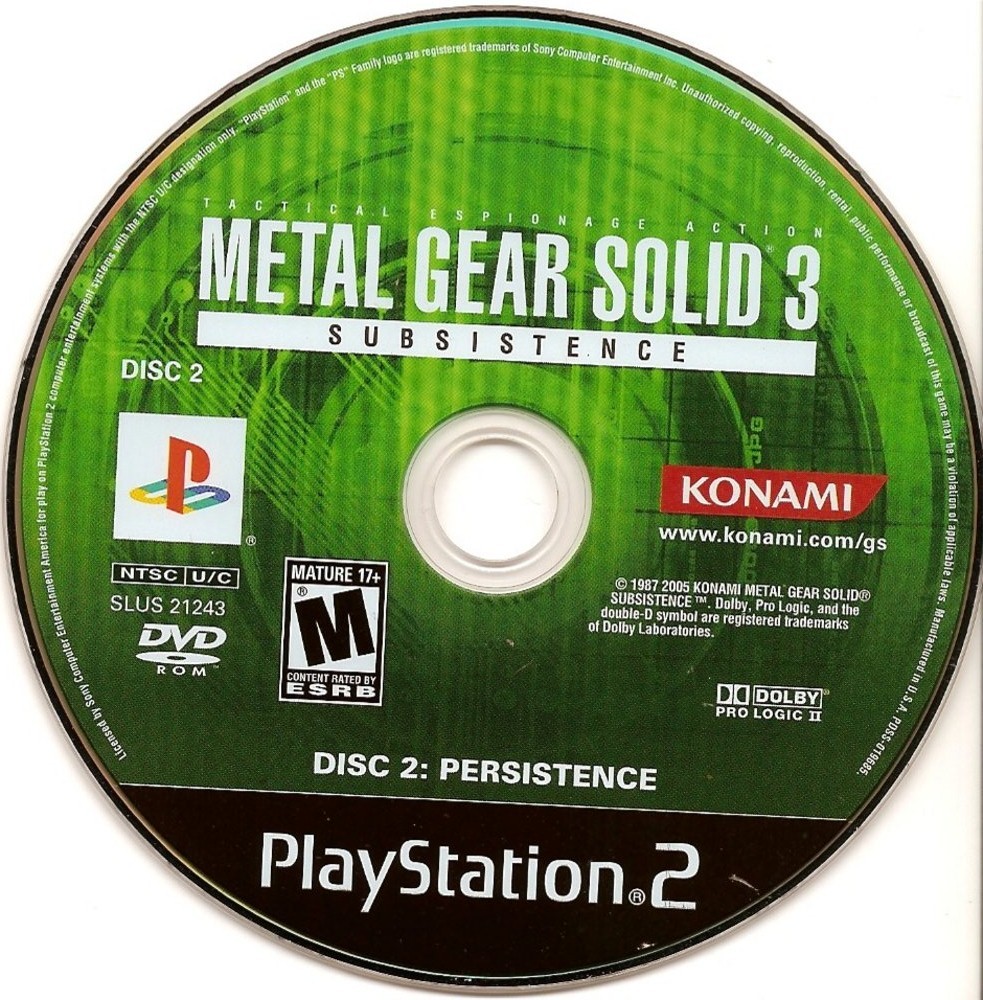 Metal Gear Solid 3 - Subsistence PS2 cover
