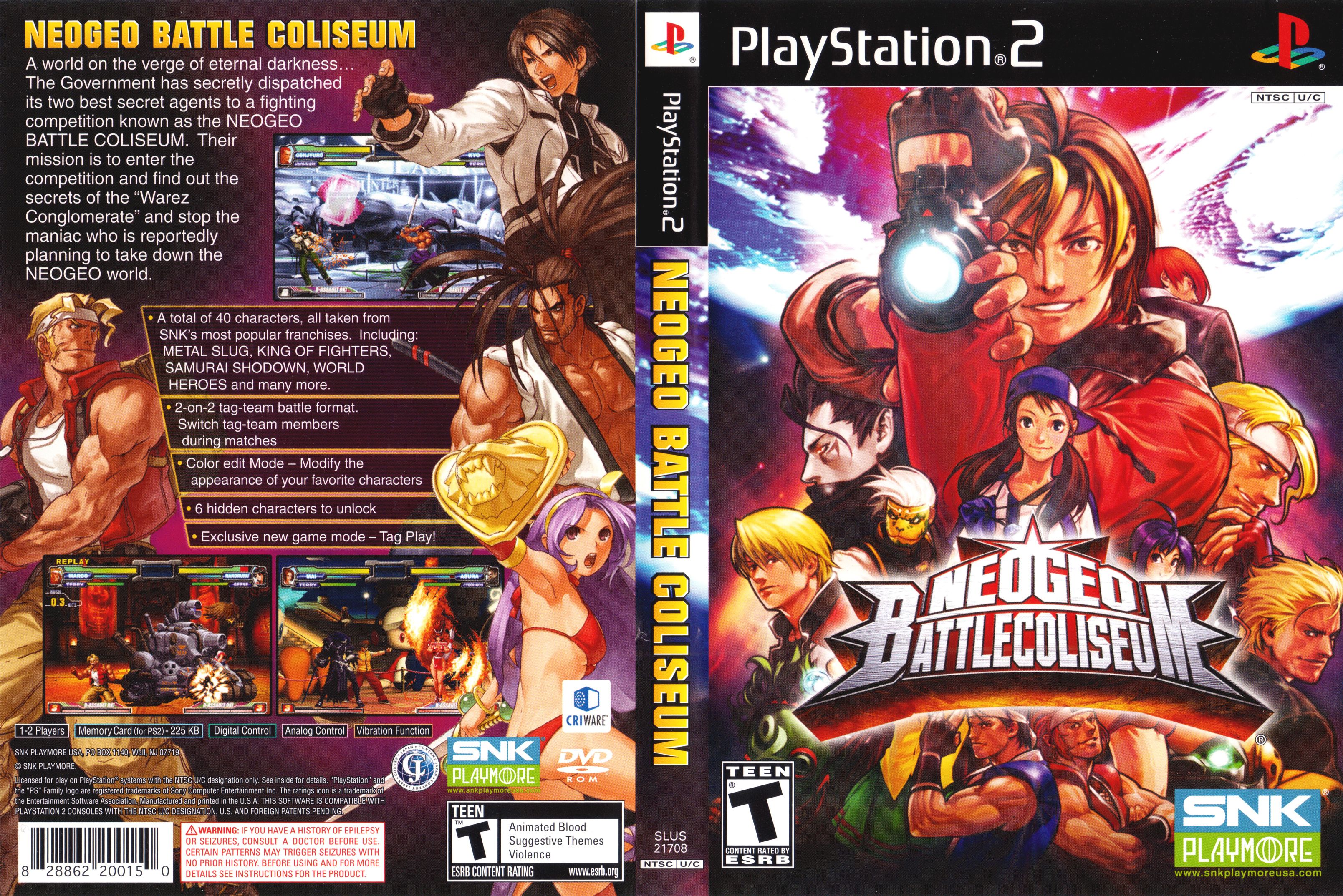Neo Geo Battle Coliseum PS2 cover